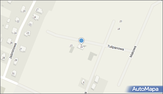 Górzyca, Tulipanowa, 11, mapa Górzyca