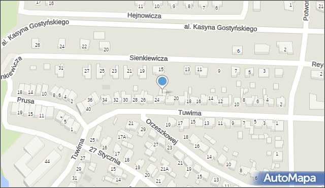 Gostyń, Tuwima Juliana, 24A, mapa Gostyń