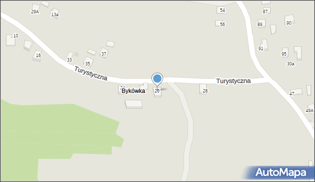 Grybów, Turystyczna, 26, mapa Grybów