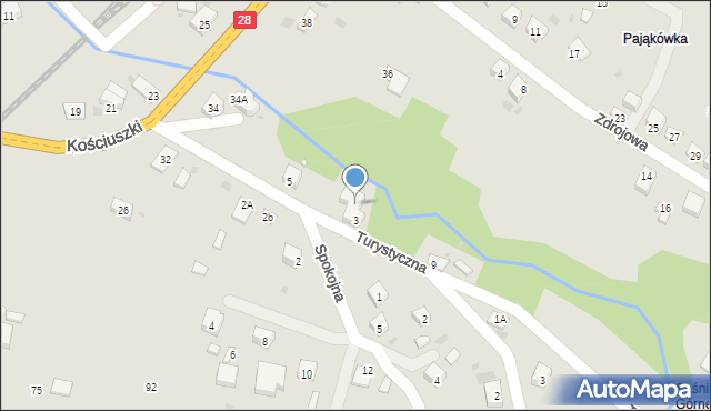 Grybów, Turystyczna, 7a, mapa Grybów