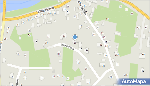 Inowłódz, Tulipanowa, 15, mapa Inowłódz