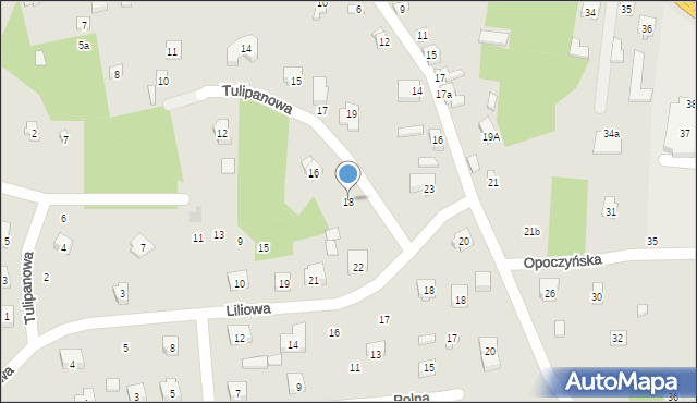 Inowłódz, Tulipanowa, 18, mapa Inowłódz