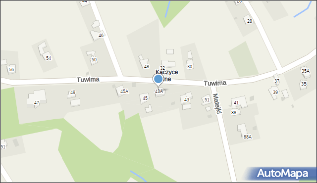 Kaczyce, Tuwima Juliana, 43A, mapa Kaczyce