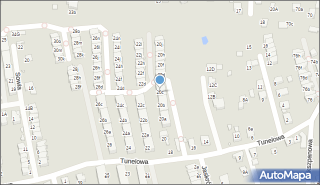 Katowice, Tunelowa, 20c, mapa Katowic