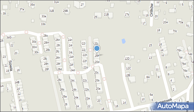 Katowice, Tunelowa, 20f, mapa Katowic