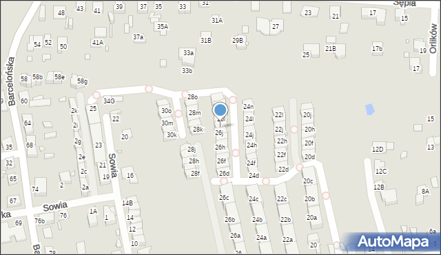 Katowice, Tunelowa, 26k, mapa Katowic