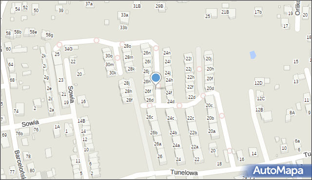 Katowice, Tunelowa, 27d, mapa Katowic