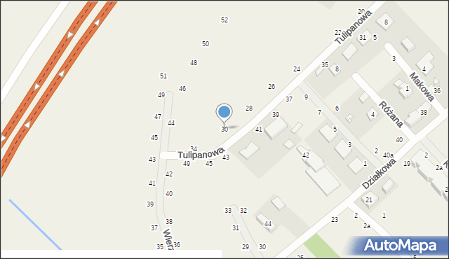 Kobylniki, Tulipanowa, 30, mapa Kobylniki