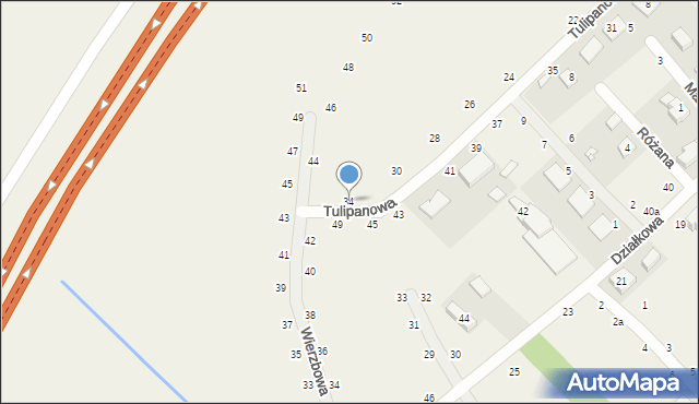 Kobylniki, Tulipanowa, 34, mapa Kobylniki