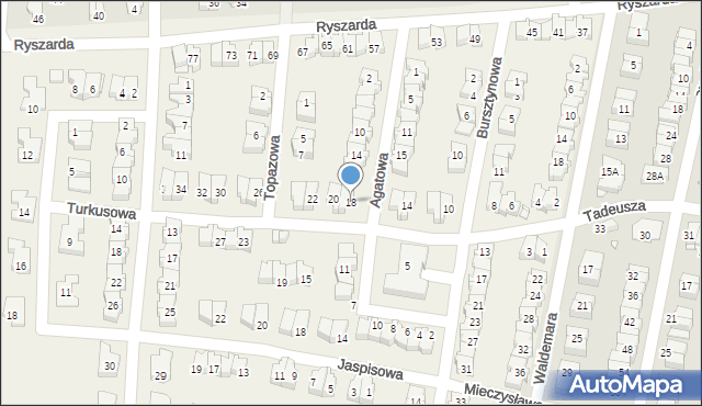 Komorów, Turkusowa, 18, mapa Komorów