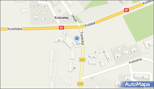 Kościelec, Turecka, 4, mapa Kościelec