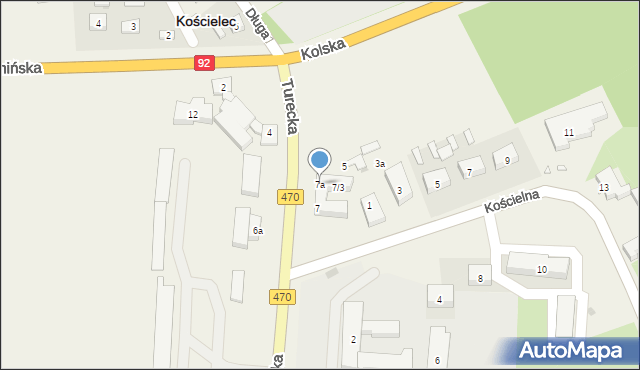 Kościelec, Turecka, 7a, mapa Kościelec