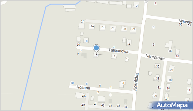 Kostrzyn, Tulipanowa, 5, mapa Kostrzyn