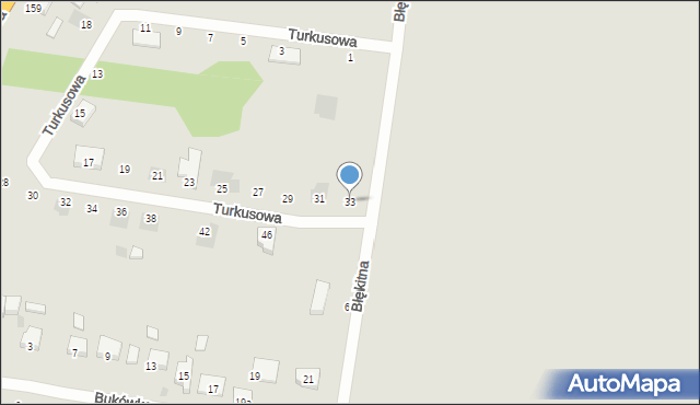 Krotoszyn, Turkusowa, 33, mapa Krotoszyna