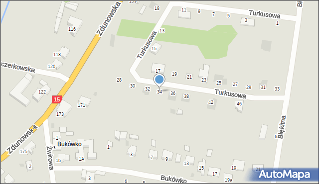 Krotoszyn, Turkusowa, 34, mapa Krotoszyna