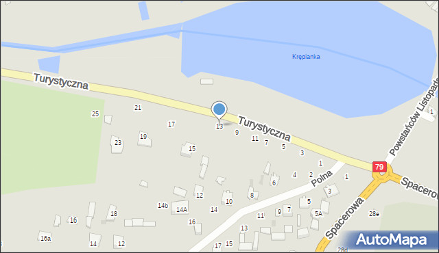 Lipsko, Turystyczna, 13, mapa Lipsko