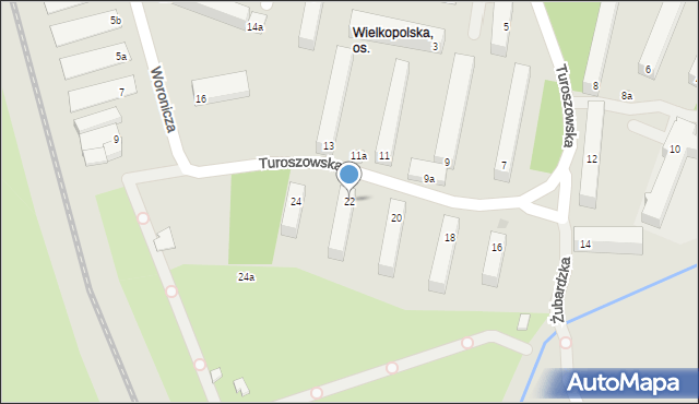 Łódź, Turoszowska, 22, mapa Łodzi