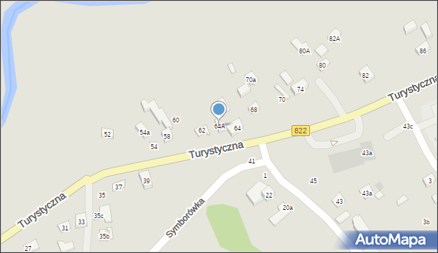 Lublin, Turystyczna, 64A, mapa Lublina