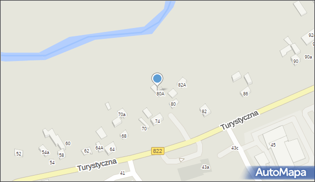 Lublin, Turystyczna, 80b, mapa Lublina