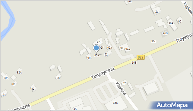 Lublin, Turystyczna, 90a, mapa Lublina