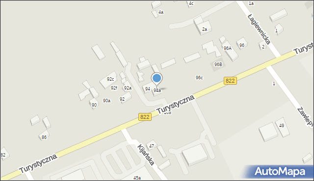 Lublin, Turystyczna, 94a, mapa Lublina