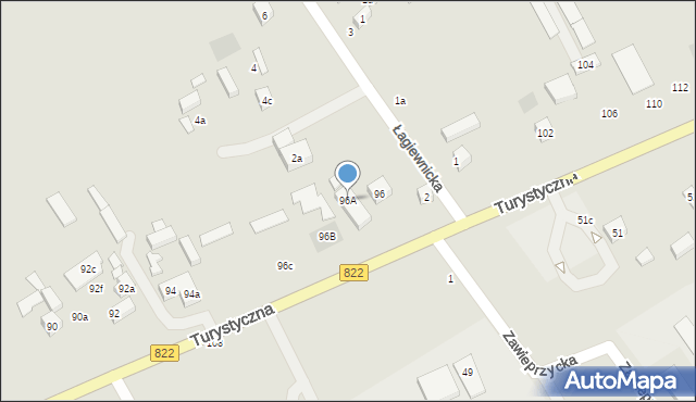 Lublin, Turystyczna, 96A, mapa Lublina