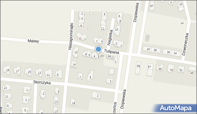 Lusówko, Tulipana, 2, mapa Lusówko