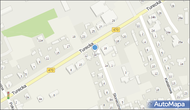 Malanów, Turecka, 14, mapa Malanów