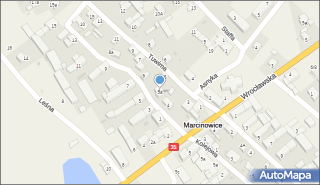 Marcinowice, Tuwima Juliana, 5a, mapa Marcinowice