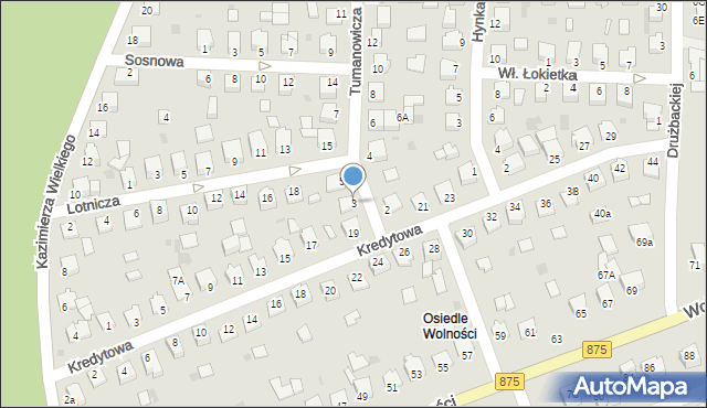 Mielec, Tumanowicza Waleriana, mjr., 3, mapa Mielca