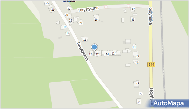 Mława, Turystyczna, 12a, mapa Mława