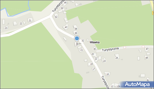 Mława, Turystyczna, 25, mapa Mława