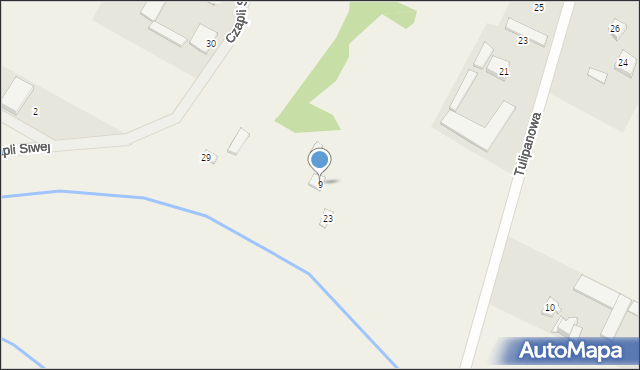 Młynarze, Tulipanowa, 9, mapa Młynarze