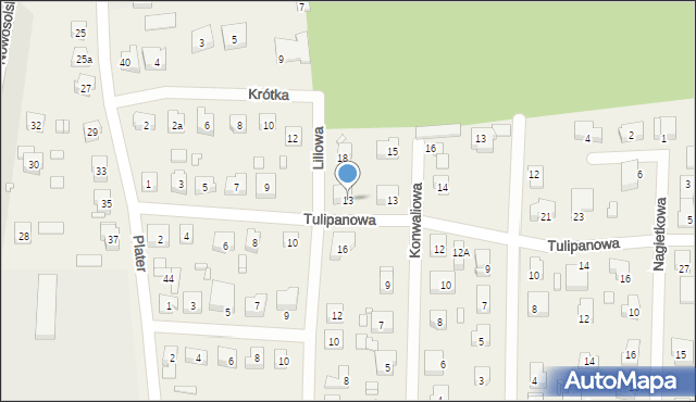 Modrzyca, Tulipanowa, 13, mapa Modrzyca