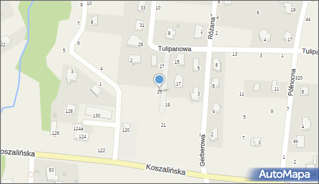 Mścice, Tulipanowa, 25, mapa Mścice