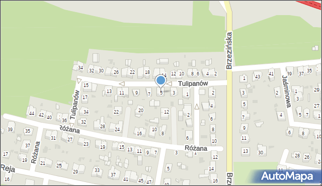 Mysłowice, Tulipanów, 5, mapa Mysłowice