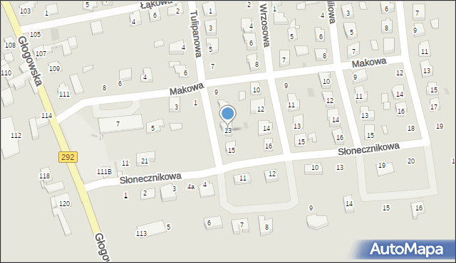 Nowa Sól, Tulipanowa, 13, mapa Nowa Sól