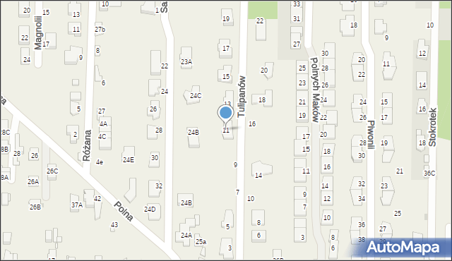 Nowa Wieś, Tulipanów, 11, mapa Nowa Wieś