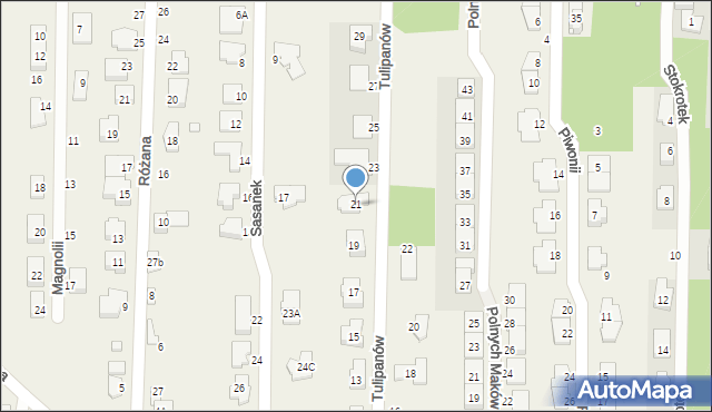 Nowa Wieś, Tulipanów, 21, mapa Nowa Wieś