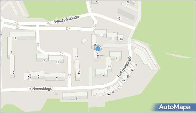 Olsztyn, Turkowskiego Leonarda, 23, mapa Olsztyna