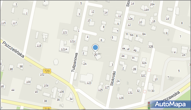 Otrębusy, Tulipanowa, 2C, mapa Otrębusy