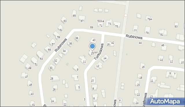 Piła, Turkusowa, 13, mapa Piły