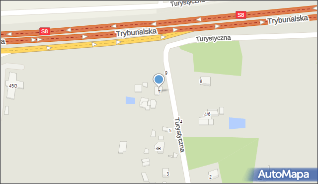 Piotrków Trybunalski, Turystyczna, 7, mapa Piotrków Trybunalski