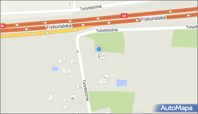 Piotrków Trybunalski, Turystyczna, 8, mapa Piotrków Trybunalski