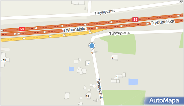 Piotrków Trybunalski, Turystyczna, 9, mapa Piotrków Trybunalski