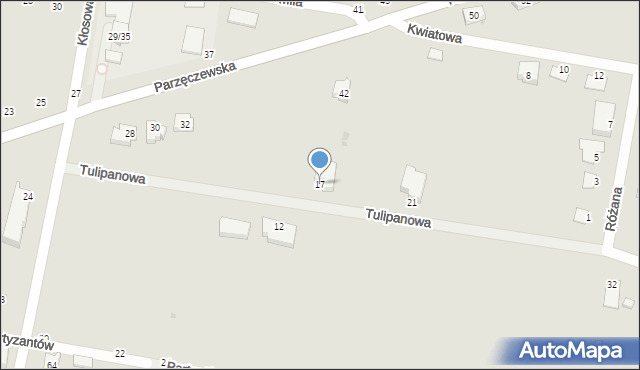 Poddębice, Tulipanowa, 17, mapa Poddębice