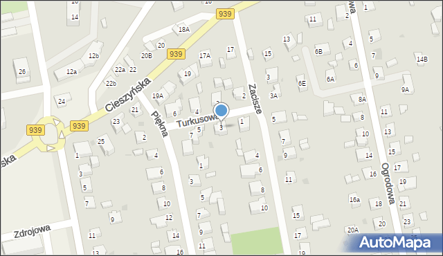 Pszczyna, Turkusowa, 3, mapa Pszczyny