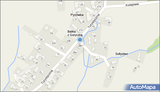 Pyzówka, Turystyczna, 28b, mapa Pyzówka