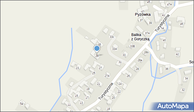 Pyzówka, Turystyczna, 29, mapa Pyzówka