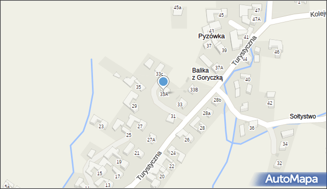 Pyzówka, Turystyczna, 33A, mapa Pyzówka